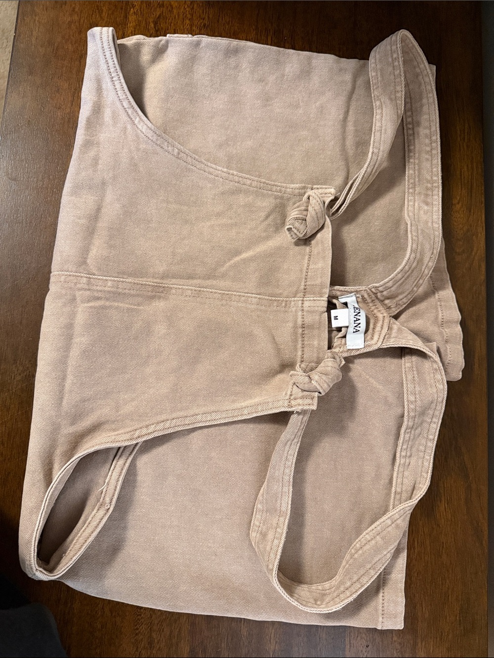 Tan denim Tie-Detail Wemons shorts Overalls